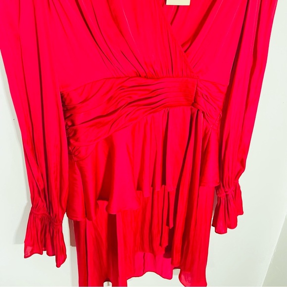 NWT Ramy Brook Roman Satin Mini Dress True Red Cocktail Wedding Party Lustrous - Picture 5 of 9